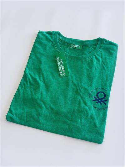 Benetton Yeşil Erkek T-Shirt Bisiklet Yaka Basic