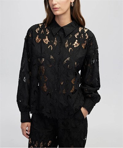 İPKYL Siyah Güpürlü Gömlek