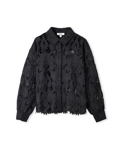 İPKYL Siyah Güpürlü Gömlek