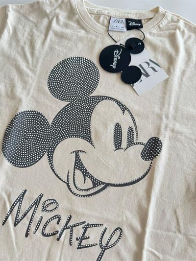 MCKY Ekru Kız Çocuk İnce Uzun Kol  T-Shirt Taşlı