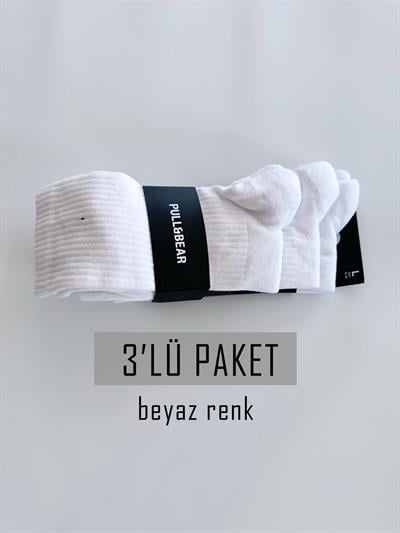 PBear Beyaz 3lü Set Spor Havlu Çorap