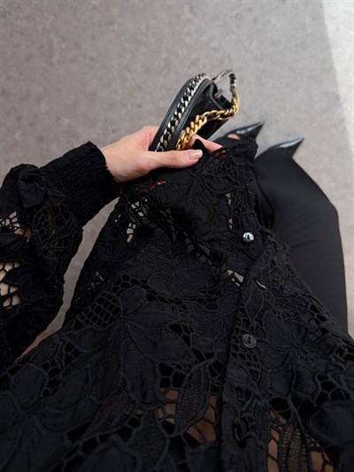 PKYL Siyah Dantel Gömlek