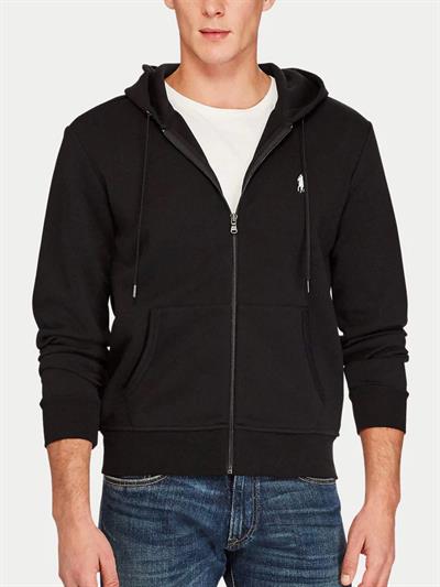 RLP Erkek Siyah Kapşonlu Fermuarlı Sweatshirt