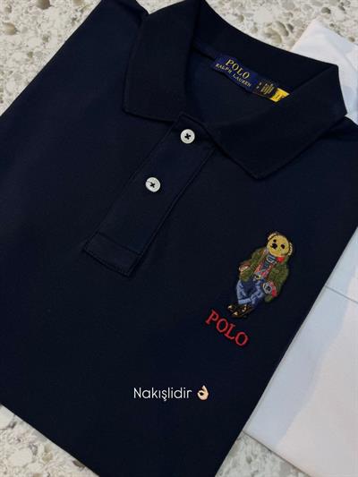 RLP Lacivert Polo Yaka Ayıcıklı Tişört