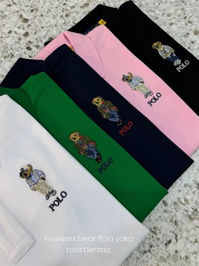 RLP Pembe Polo Yaka Ayıcıklı Tişört