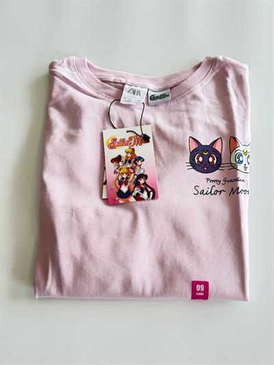 SLRMOON Kız Çocuk Pembe Uzun Kol T-Shirt