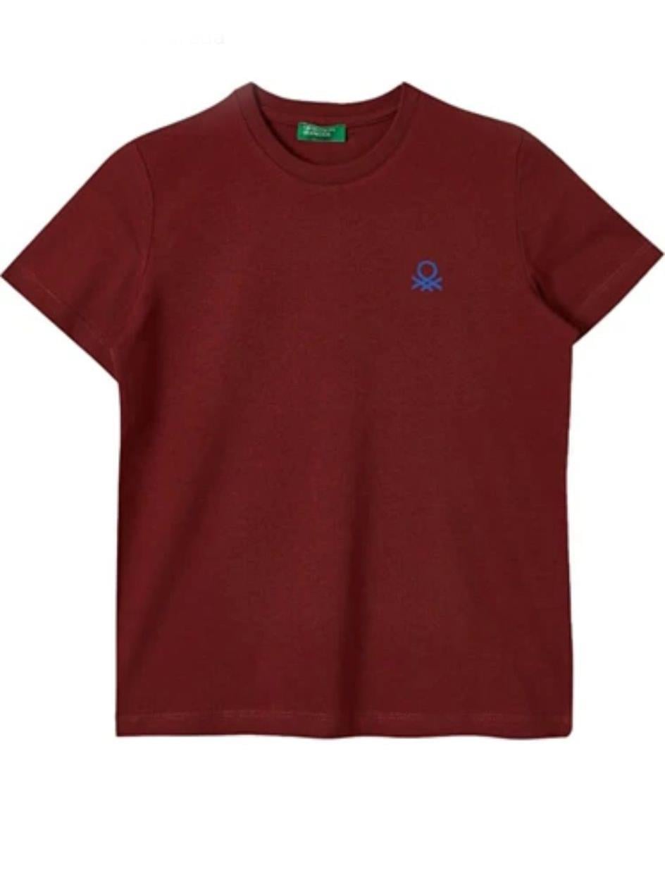 Benetton Bordo Çocuk  T-Shirt Erkek Bisiklet Yaka 
