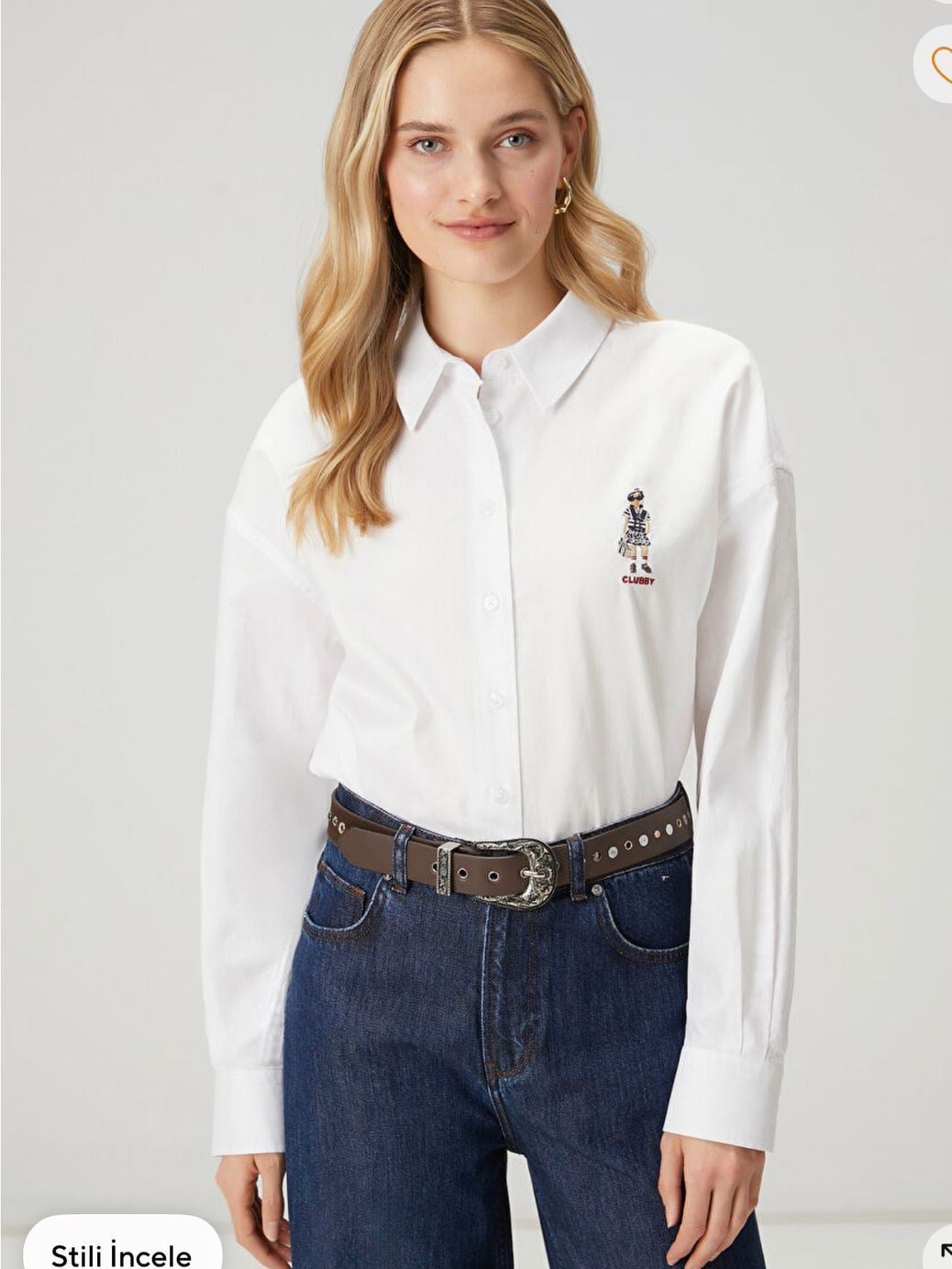 BYMN Nakışlı Beyaz Gömlek