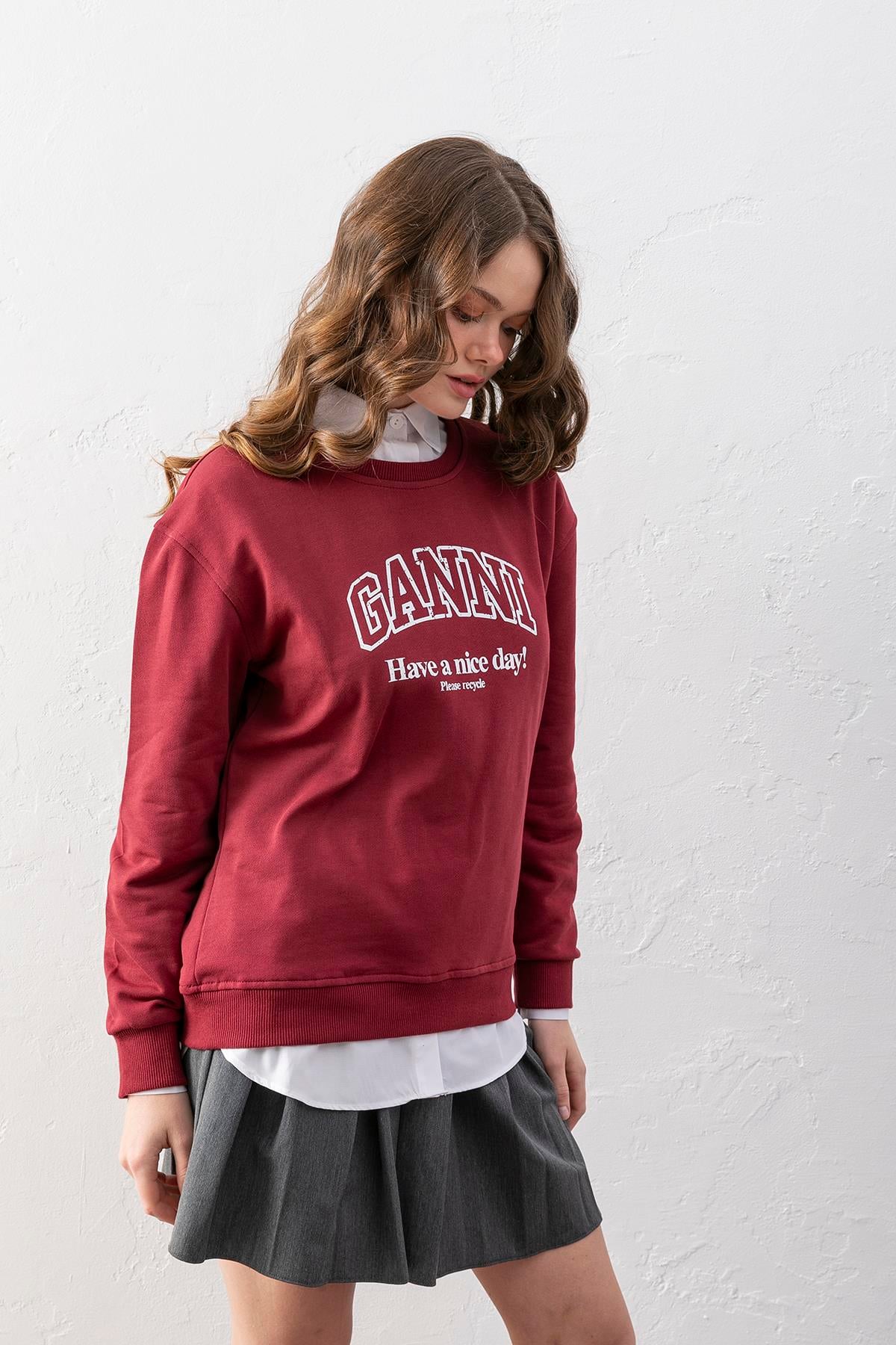 Gannı kırmızı Sweatshirt