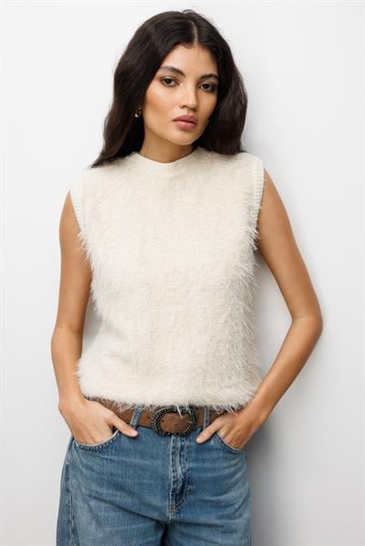 7005 Kadın Tüylü Süveter Naturel