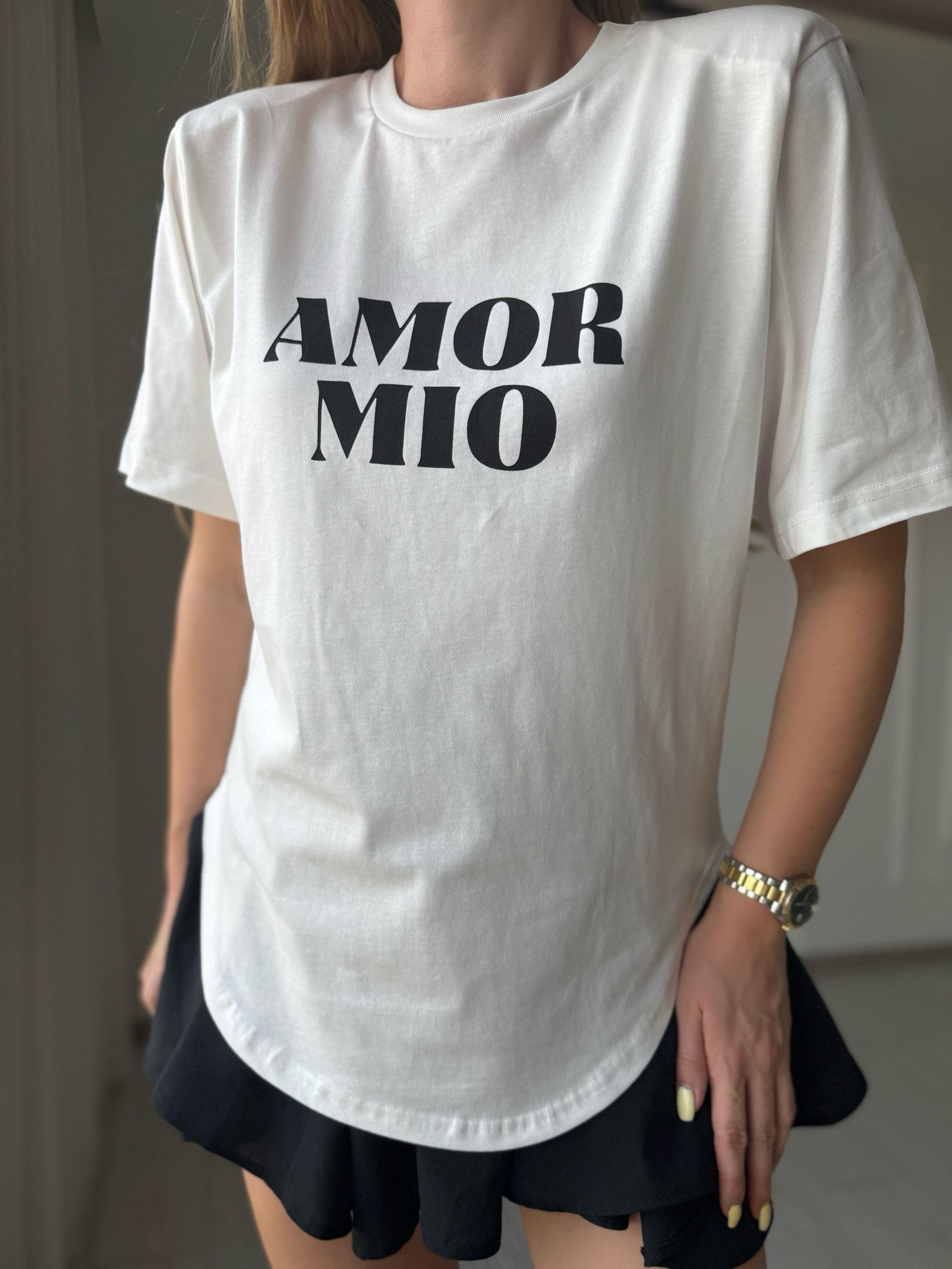 TshirtOmuzu Vatkalı Baskı Detaylı T-shirt - Ekru