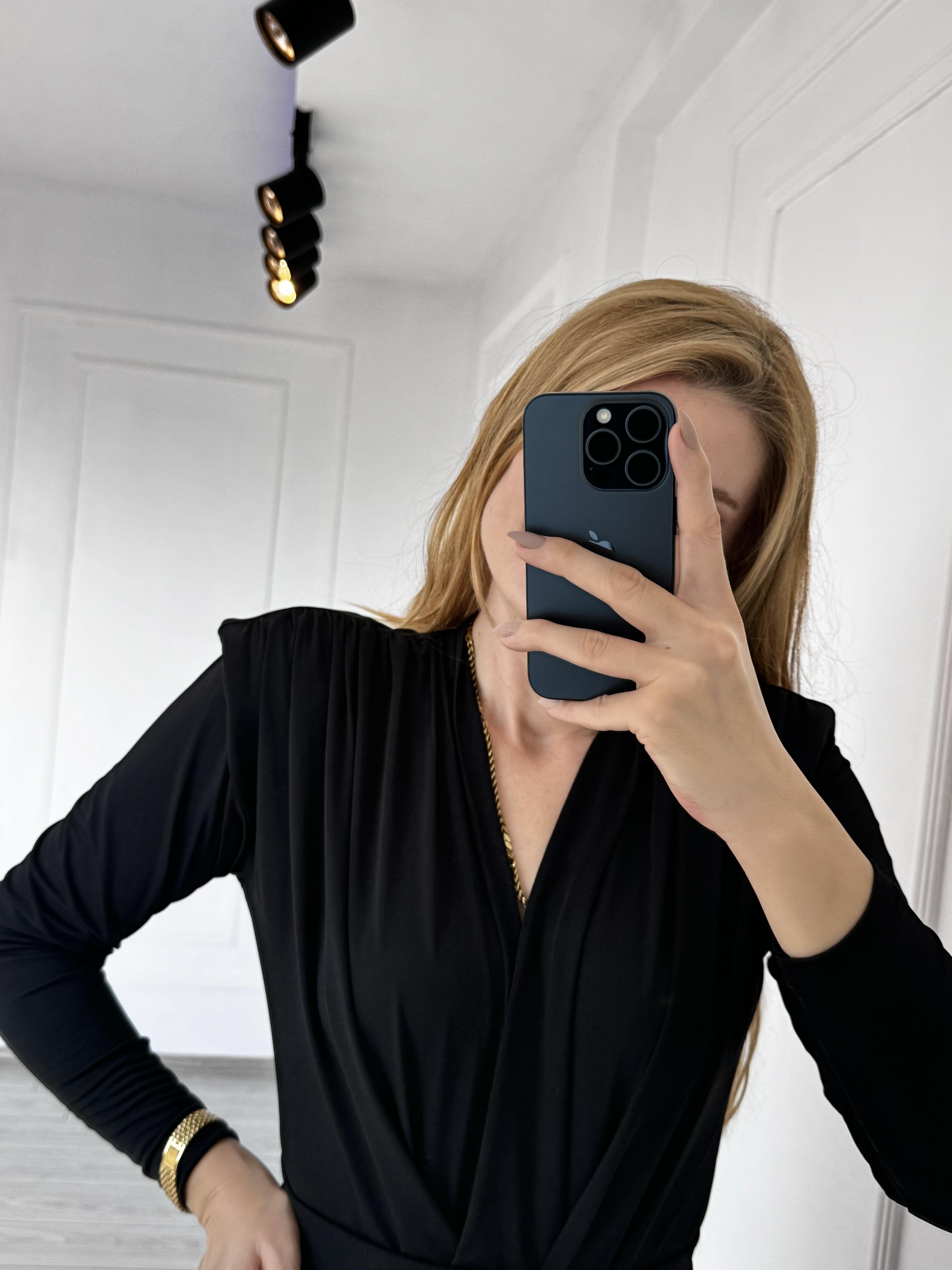 BluzVatkalı Likralı Bodysuit - Siyah