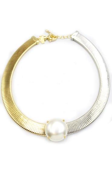 Kolyeİncili Tasma Kolye - Silver&Gold