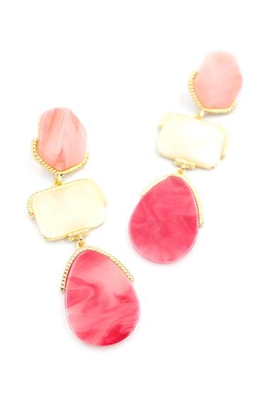 KüpeZR Taşlı Küpe - Pembe