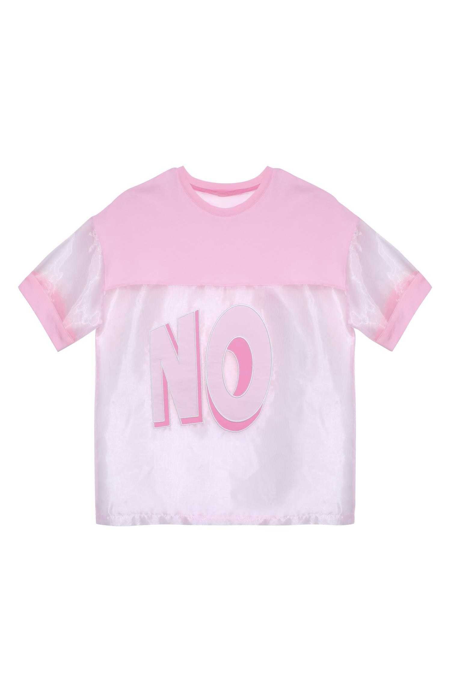 Organze Tül Transparan Tasarım T-shirt - PembeTshirtOrganze Tül Transparan Tasarım T-shirt - Pembe