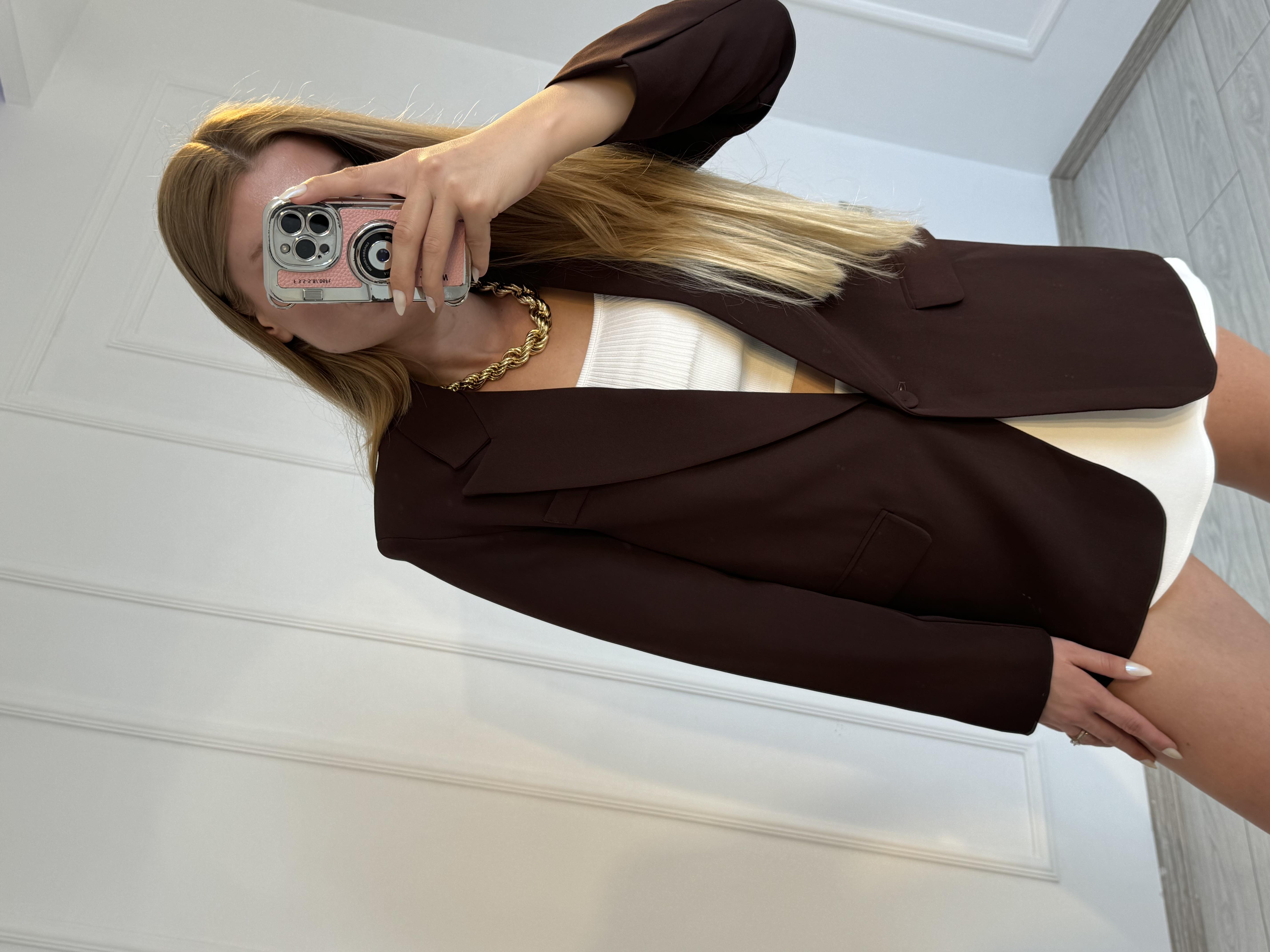 Oversize Blazer Ceket - Bordo&KahveBlazerAura