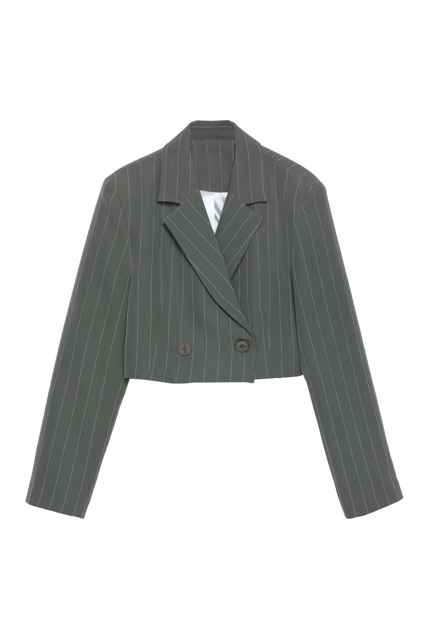 Premium Çizgili Crop Ceket - HakiCeketPremium Çizgili Crop Ceket - Haki