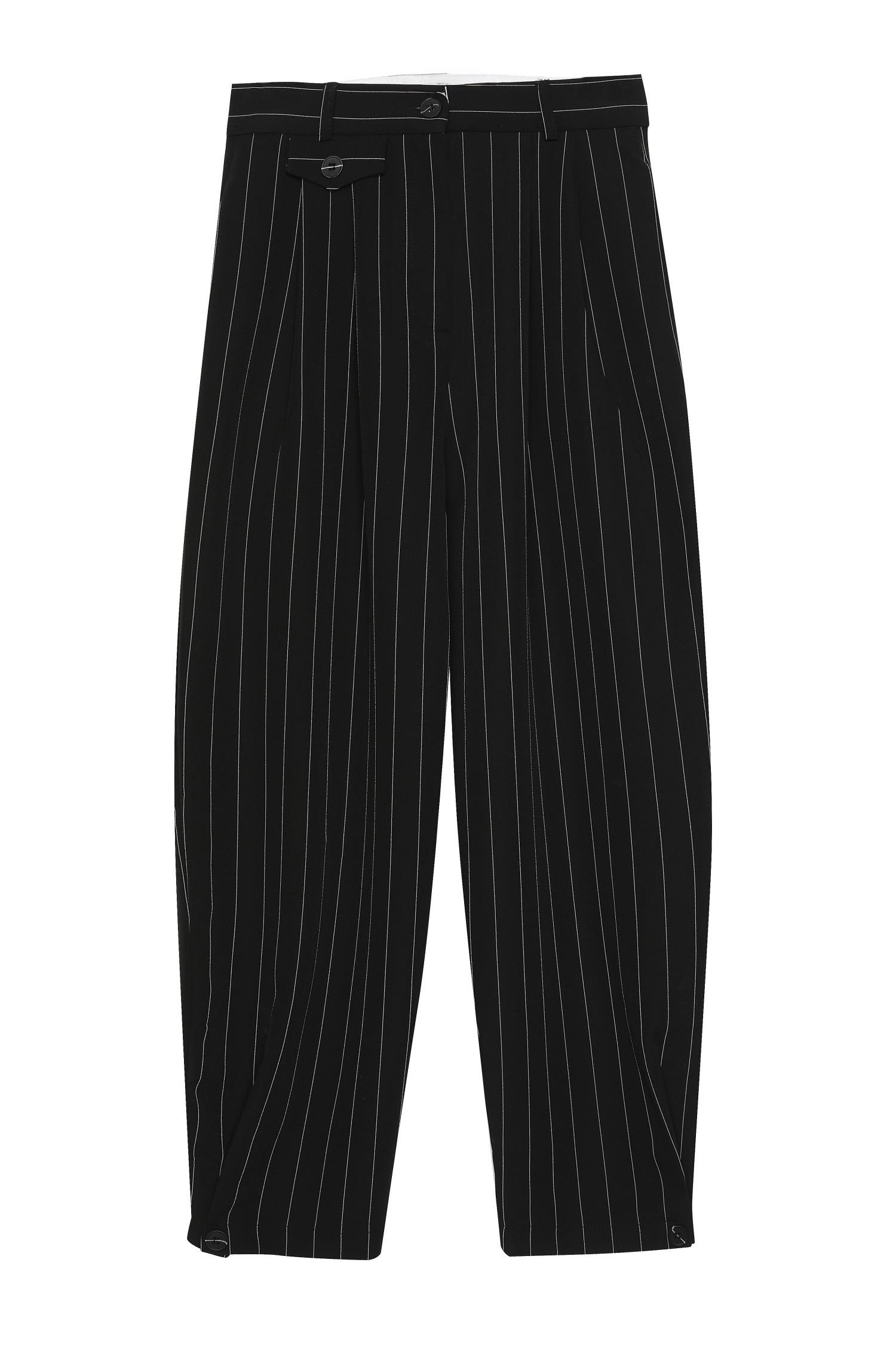 Premium Çizgili Pile Detaylı Pantolon - SiyahPantolonPremium Çizgili Pile Detaylı Pantolon - Siyah