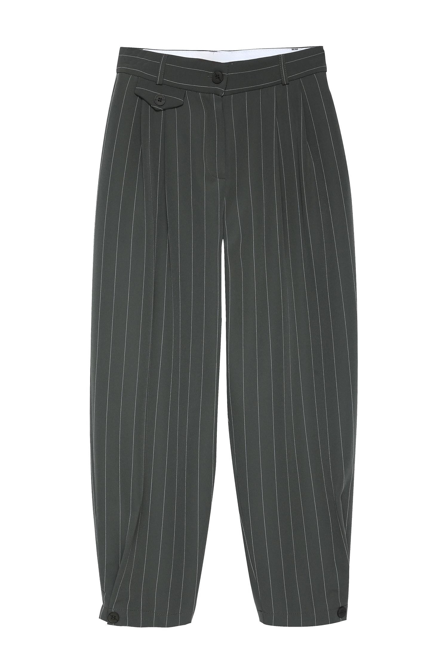 Premium Çizgili Pile Detaylı Pantolon - HakiPantolonPremium Çizgili Pile Detaylı Pantolon - Haki