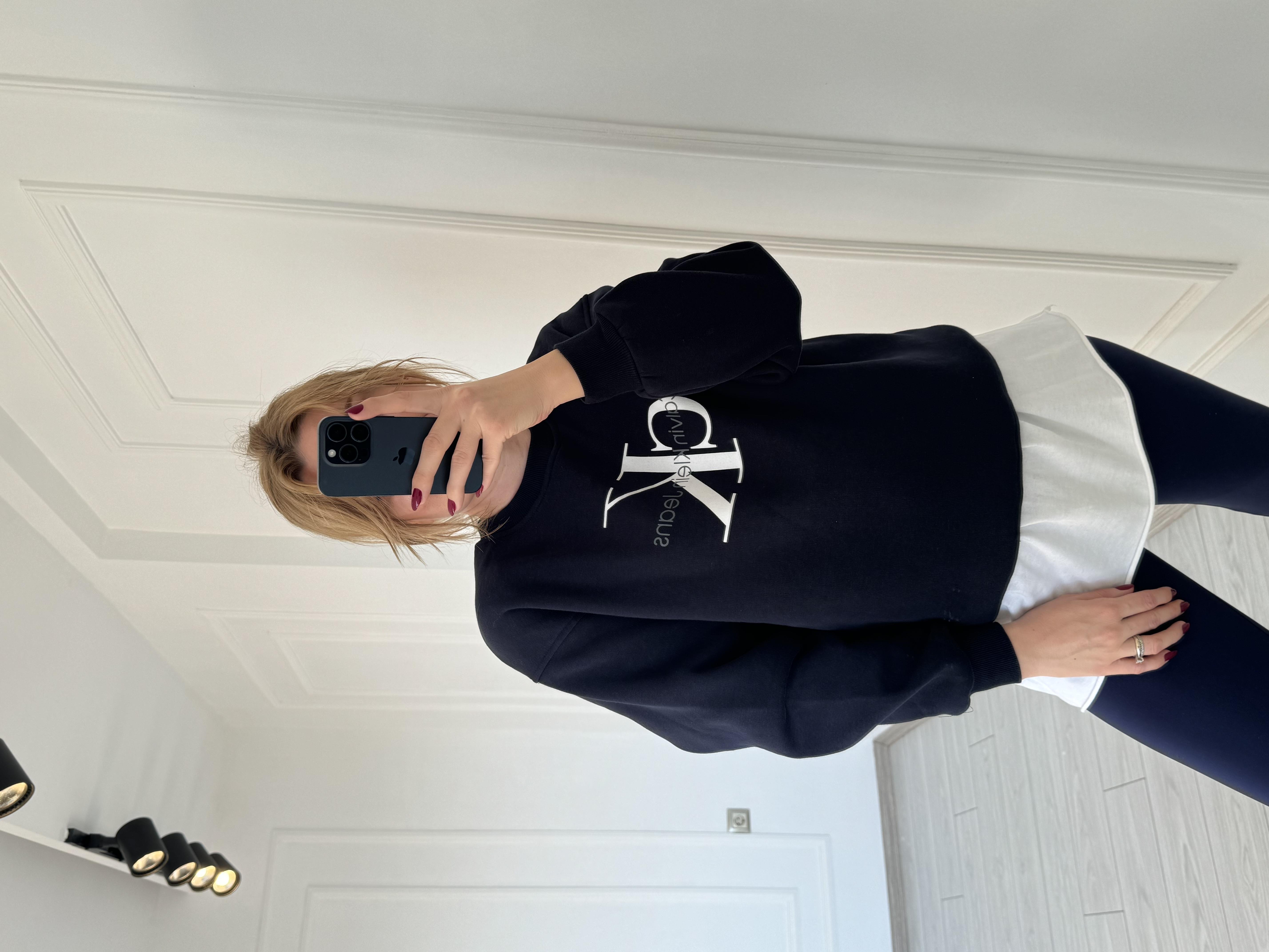 SweatshirtCK Üç İplik Monologo Unisex Sweatshirt - Lacivert