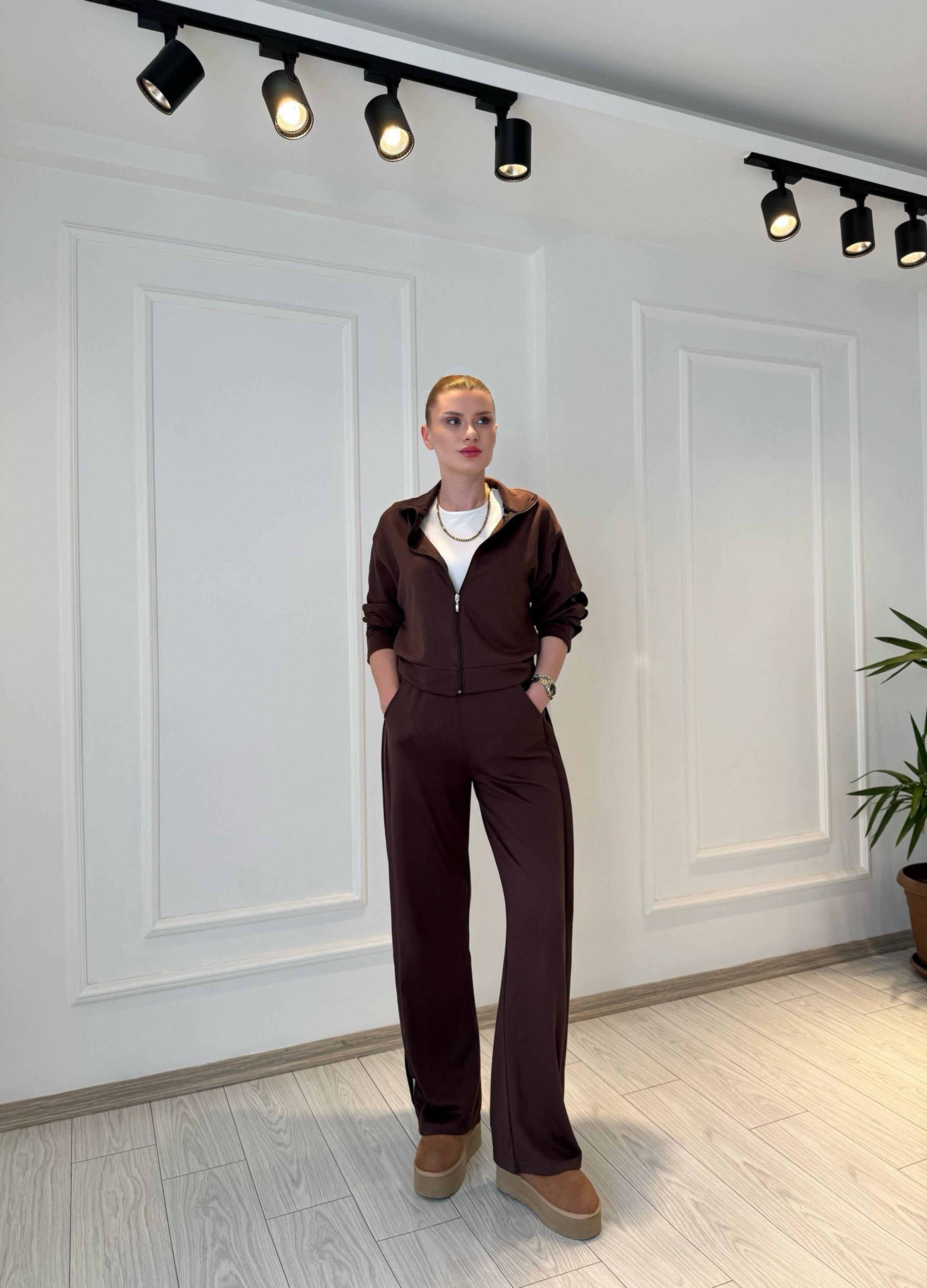 TAKIMAcı Kahve Kenar Detaylı Modal Takım