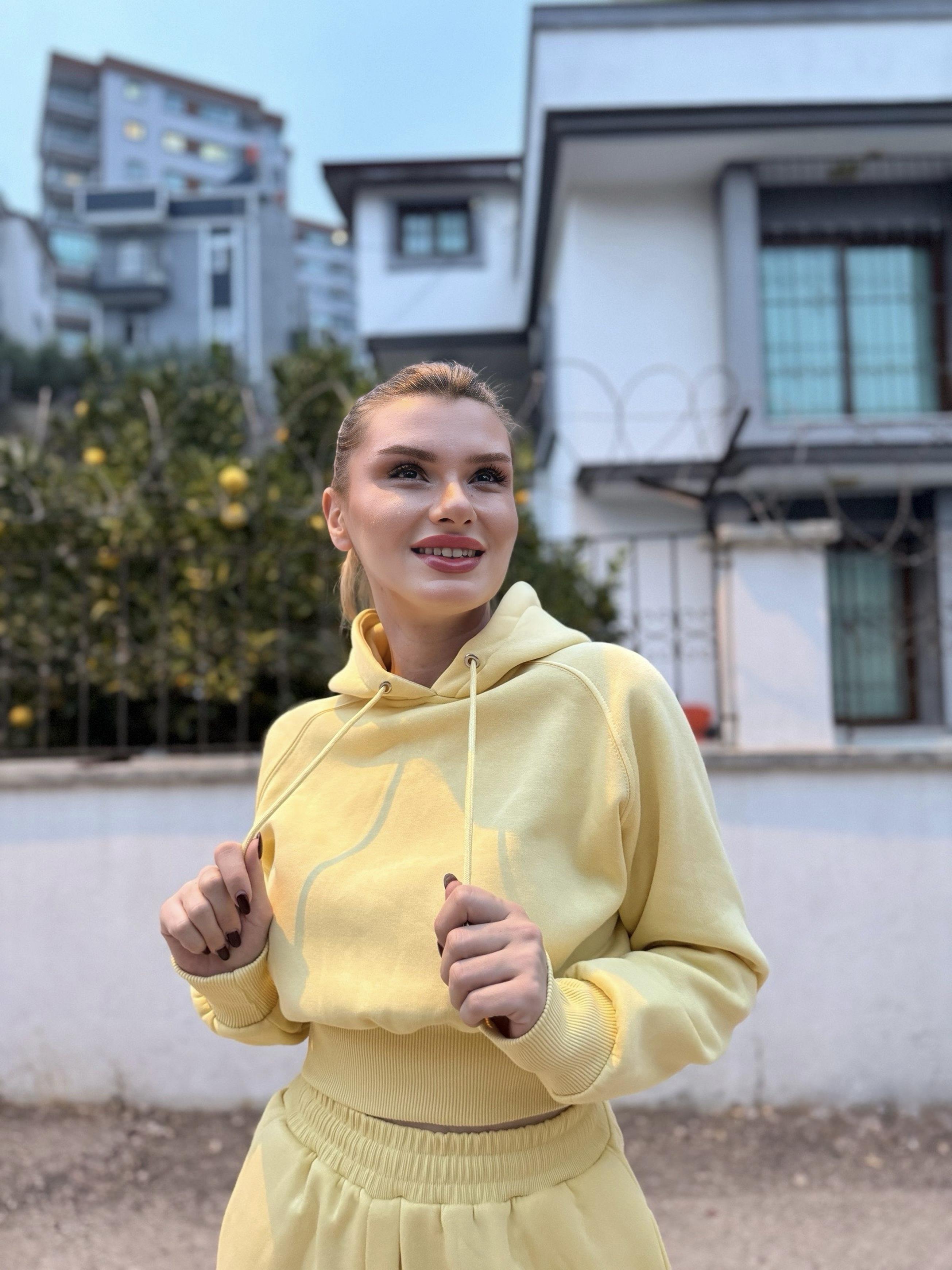 TAKIMSarı Şardonlu Pantolon Sweat Takım