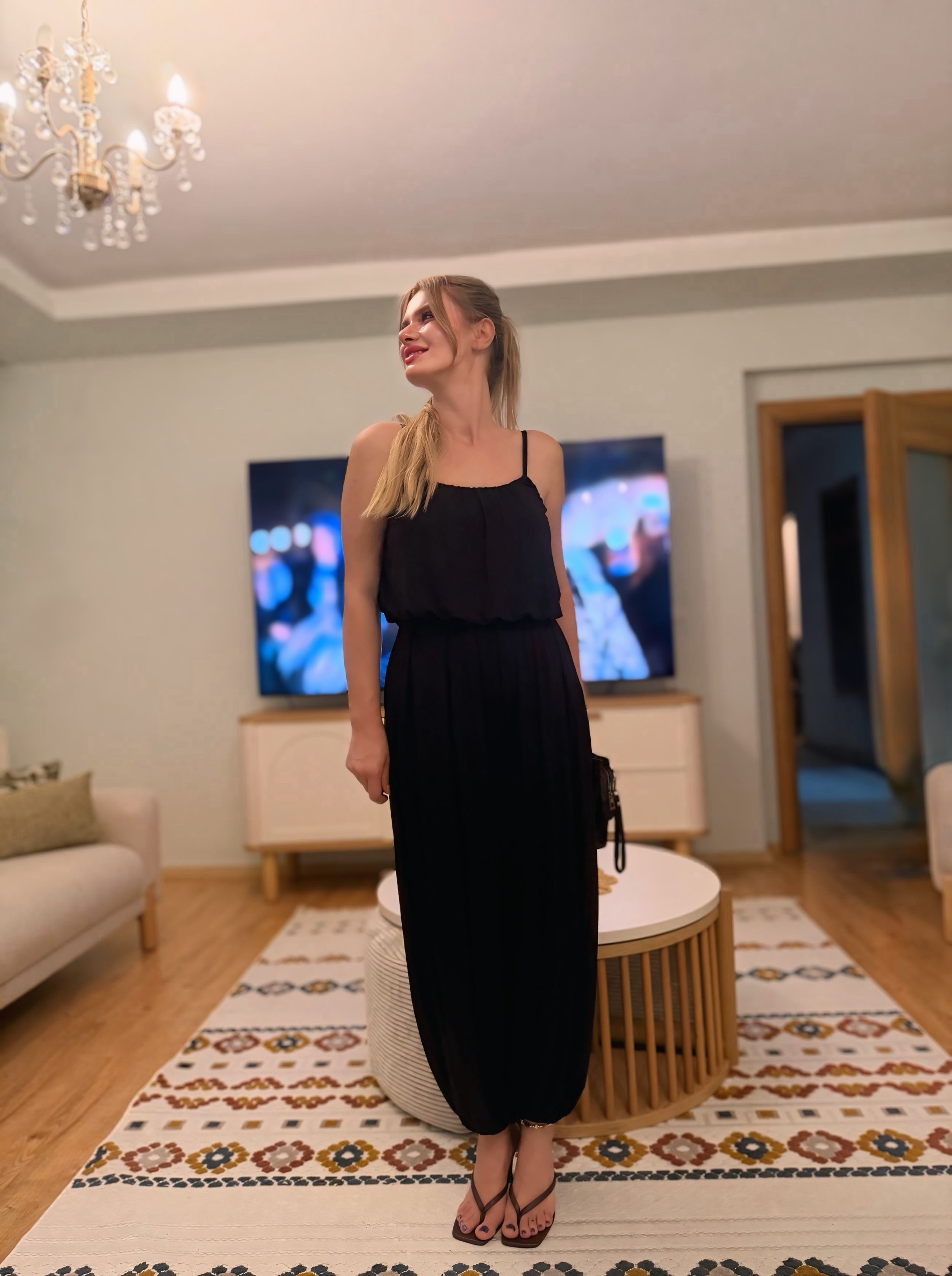 TAKIMSiyah Balon Bluz Palazzo Pantolon Takım
