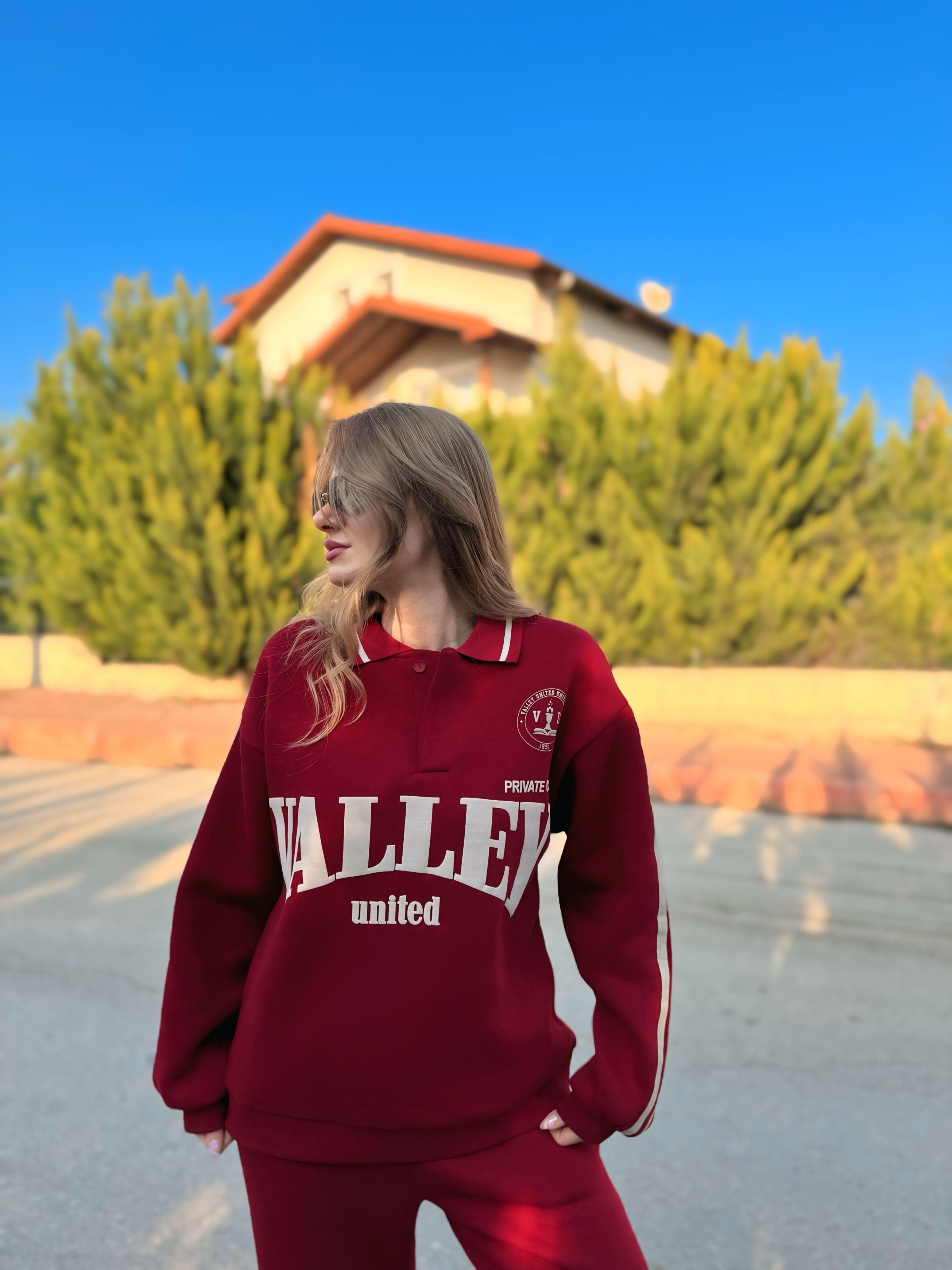 TAKIMValley Polo Yaka Sweatshirt Pantolon Takım - Bordo