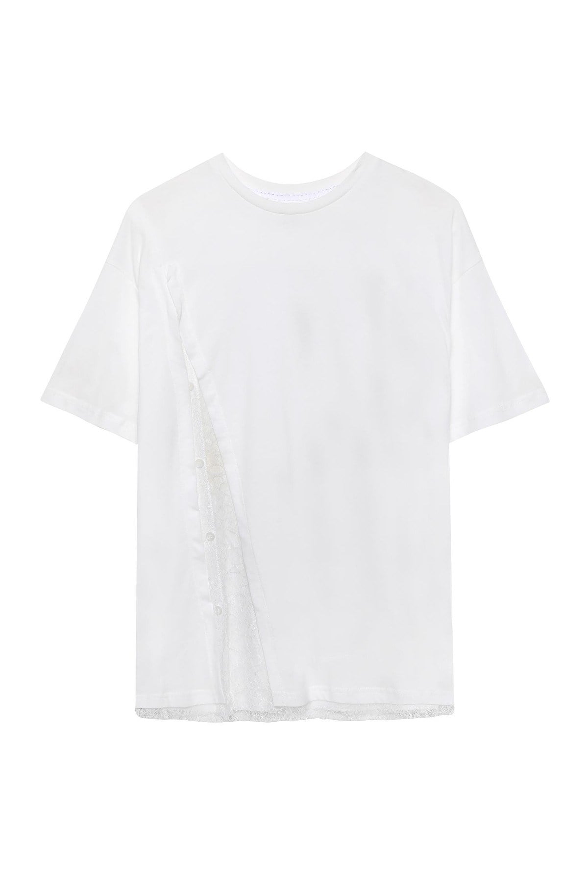 TshirtEkru Dantel Detaylı T-Shirt
