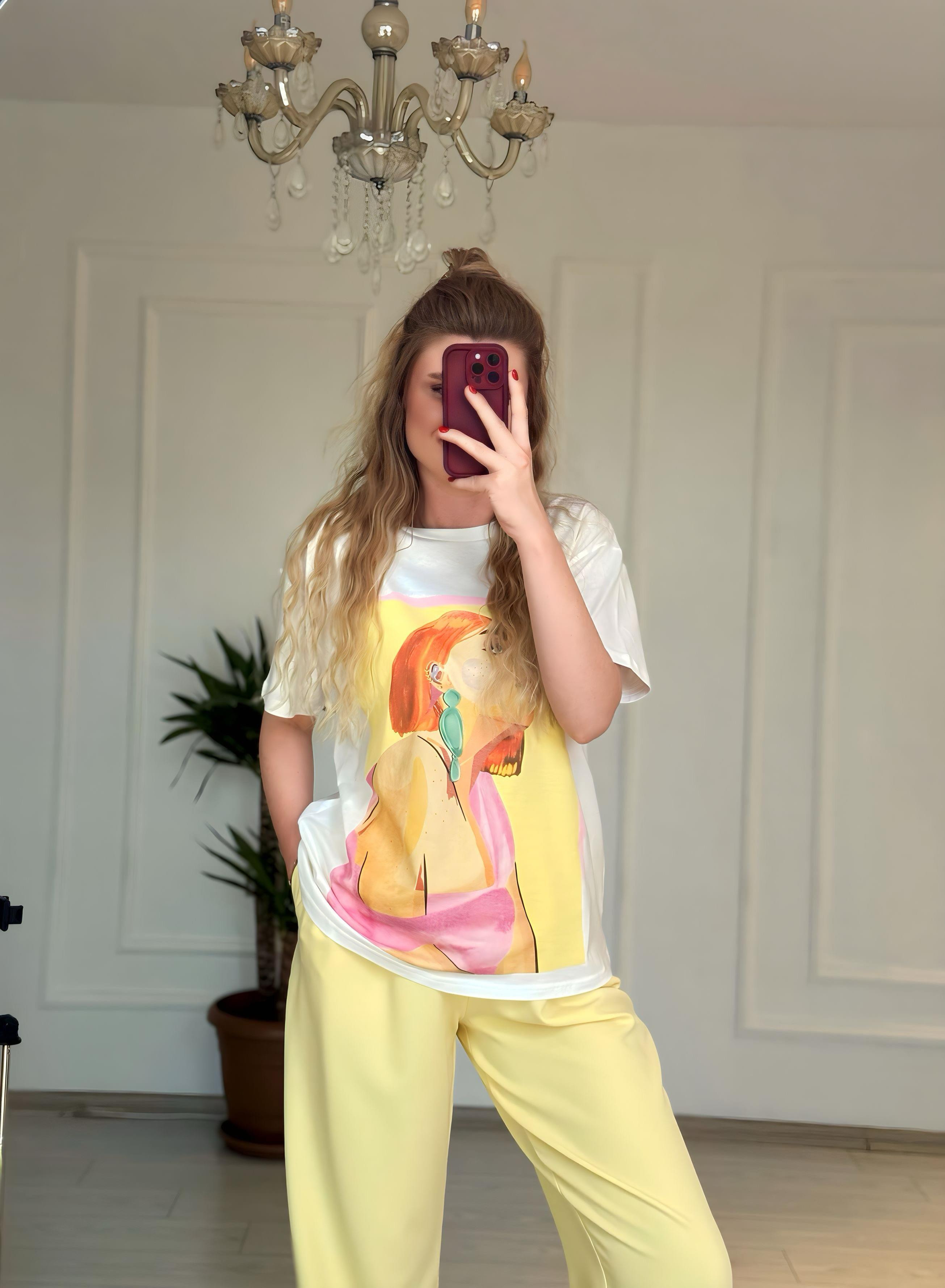 TshirtKız Baskılı T-shirt - Beyaz