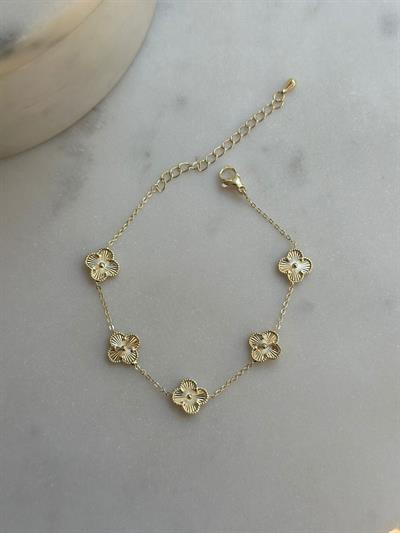 Beş Yoncalı Gold Bileklik