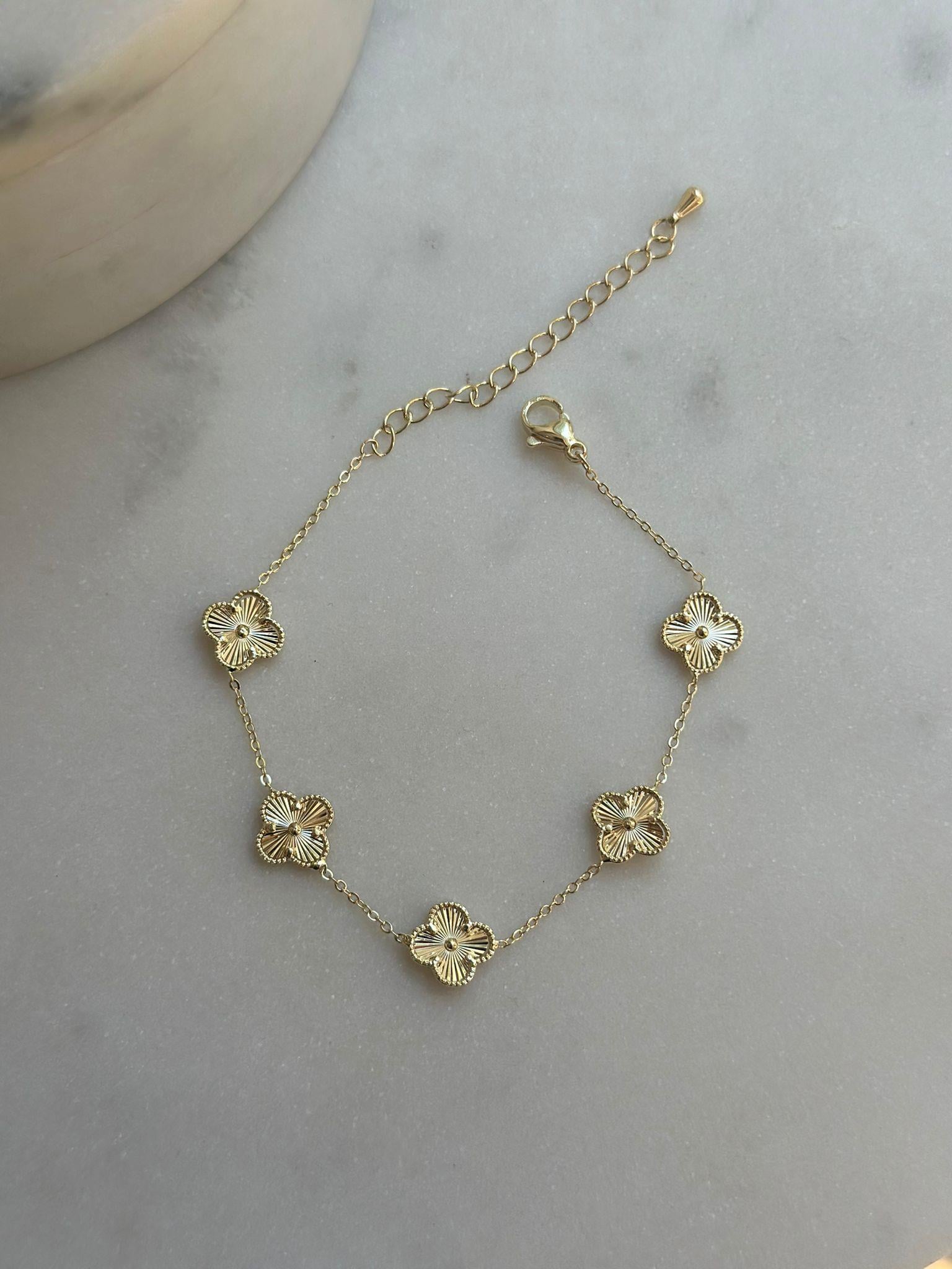 Beş Yoncalı Gold Bileklik