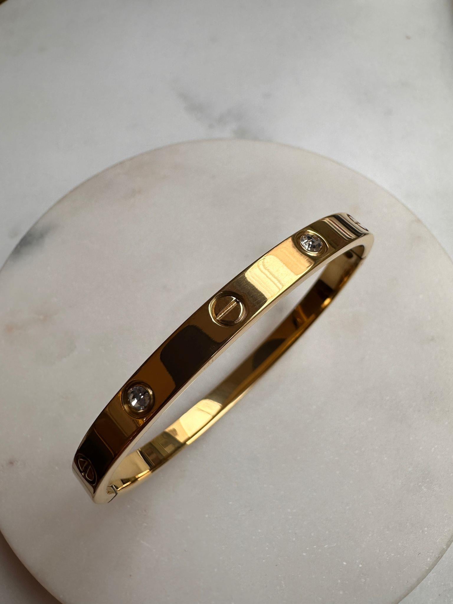 Çelik Gold Cartie r Kalın Taşlı Bilezik standart