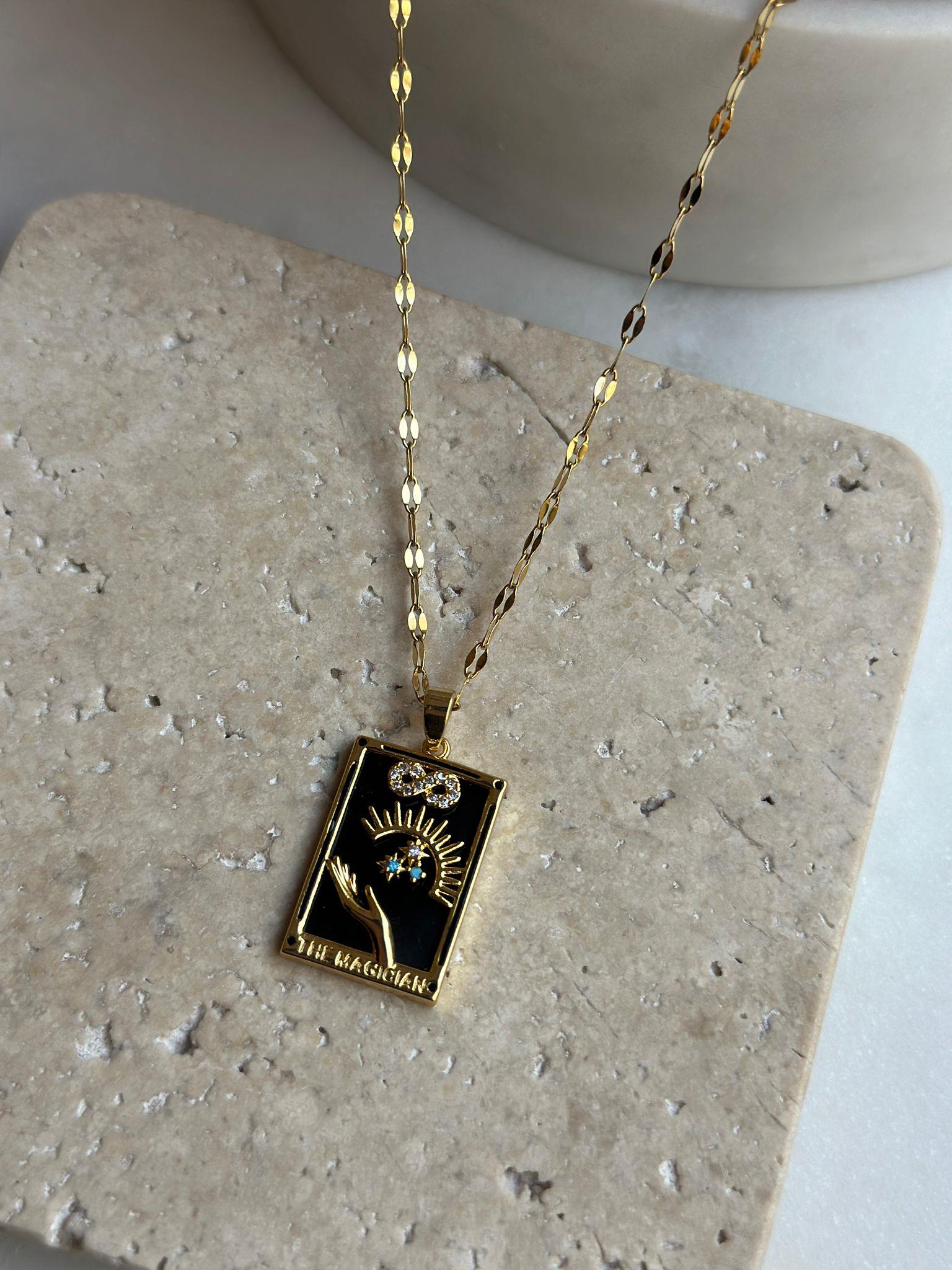 Çelik Gold The Magician Tarot Kolye