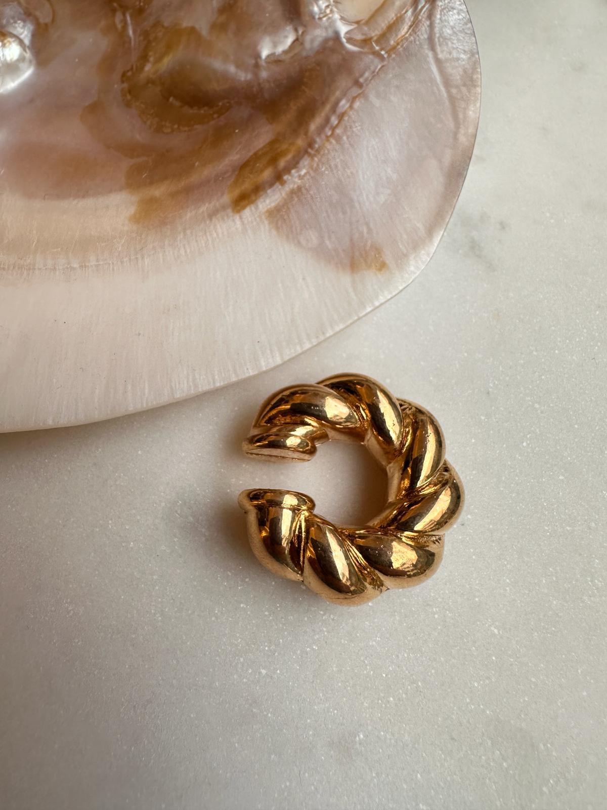 Gold Kalın Bombeli Burgu Kıkırdak Küpe