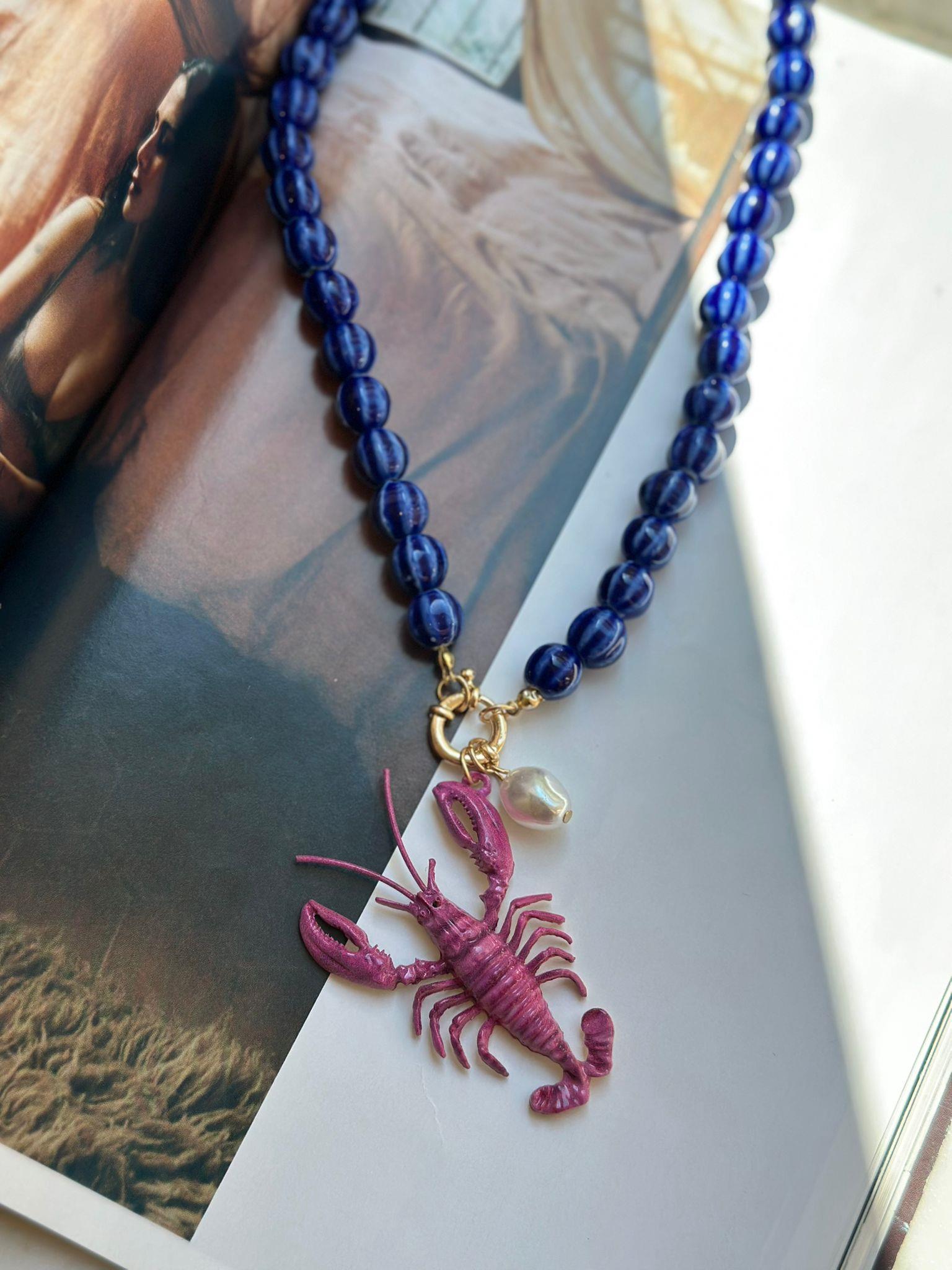 Mavi Boncuklu Istakoz Kolye