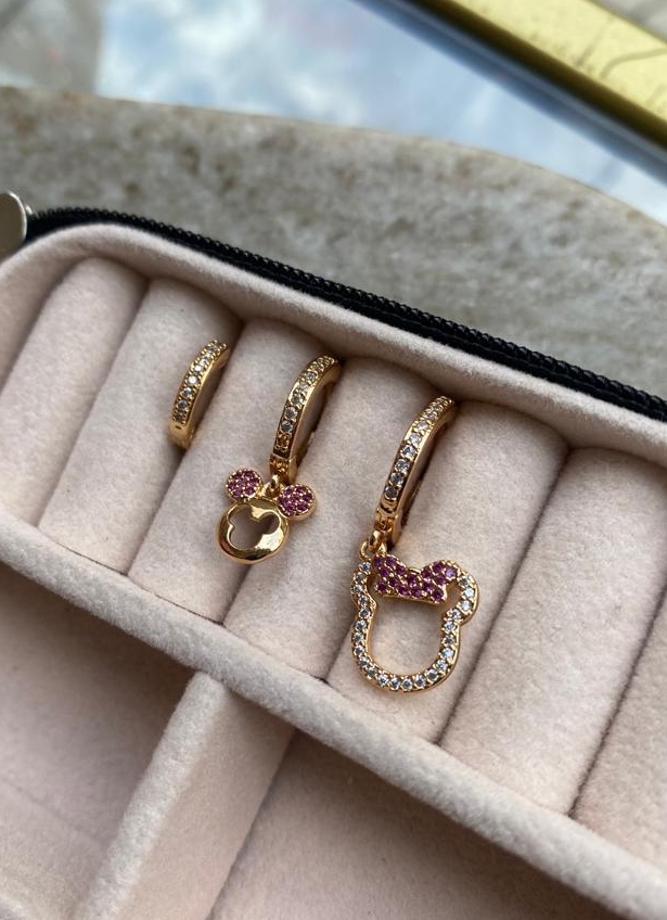 Pembe Minnie Gold 3 lü Küpe Seti