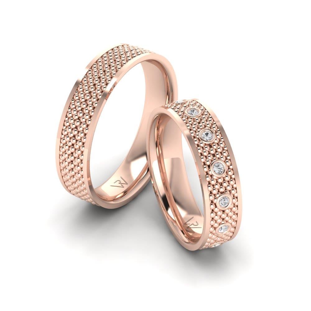 Eheringe mit Blissalia-Steinen, roségoldenem Dalloz-Kristall