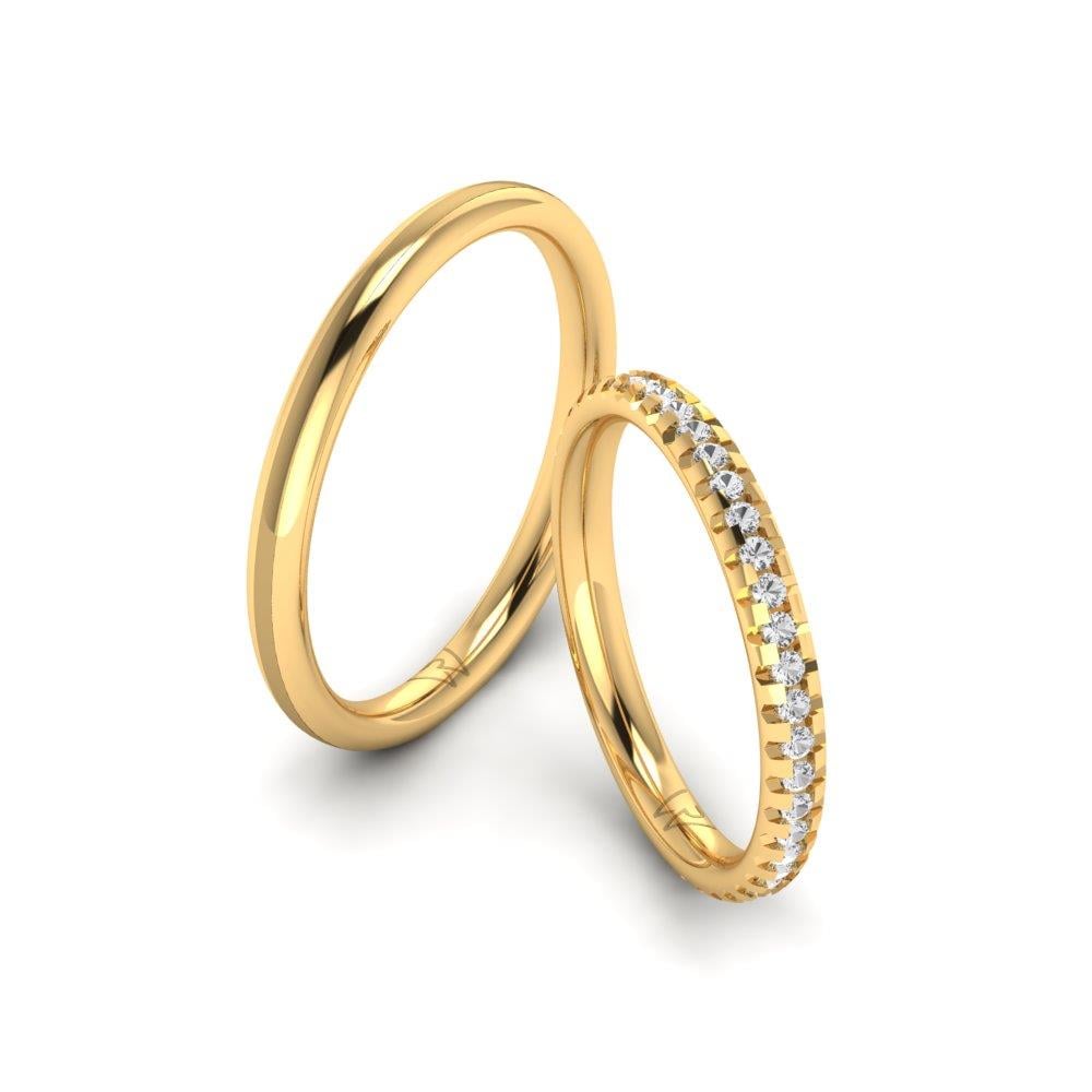 Eheringe mit Steinen Blissful Bloom Gelbgold Dalloz-Kristall