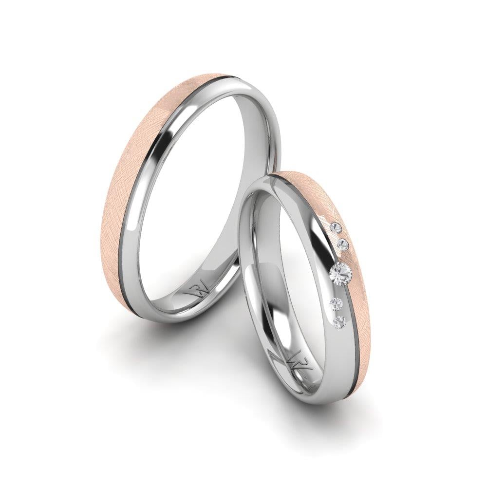 Cherishcarve Eheringe aus Roségold und weißem Kristall von Dalloz