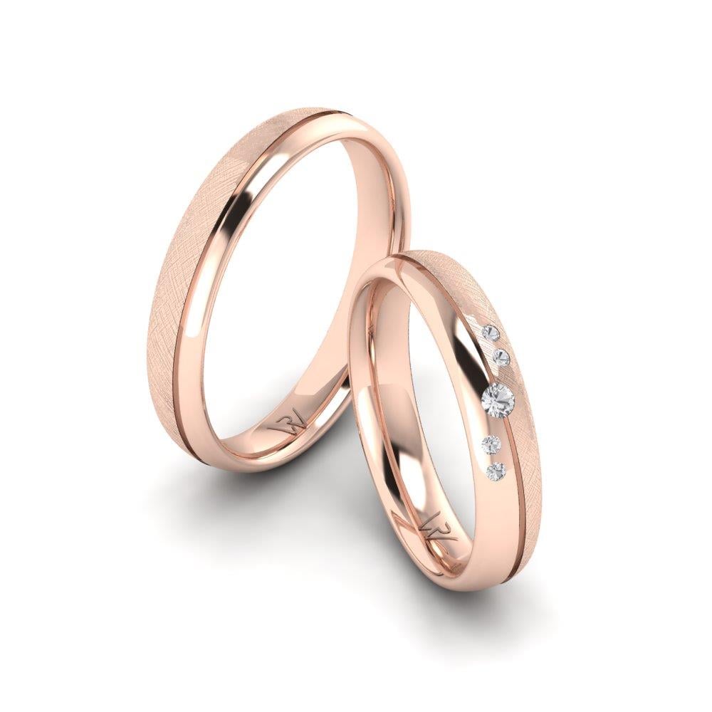 Cherishcarve Trauringe aus Roségold mit Dalloz-Kristallen