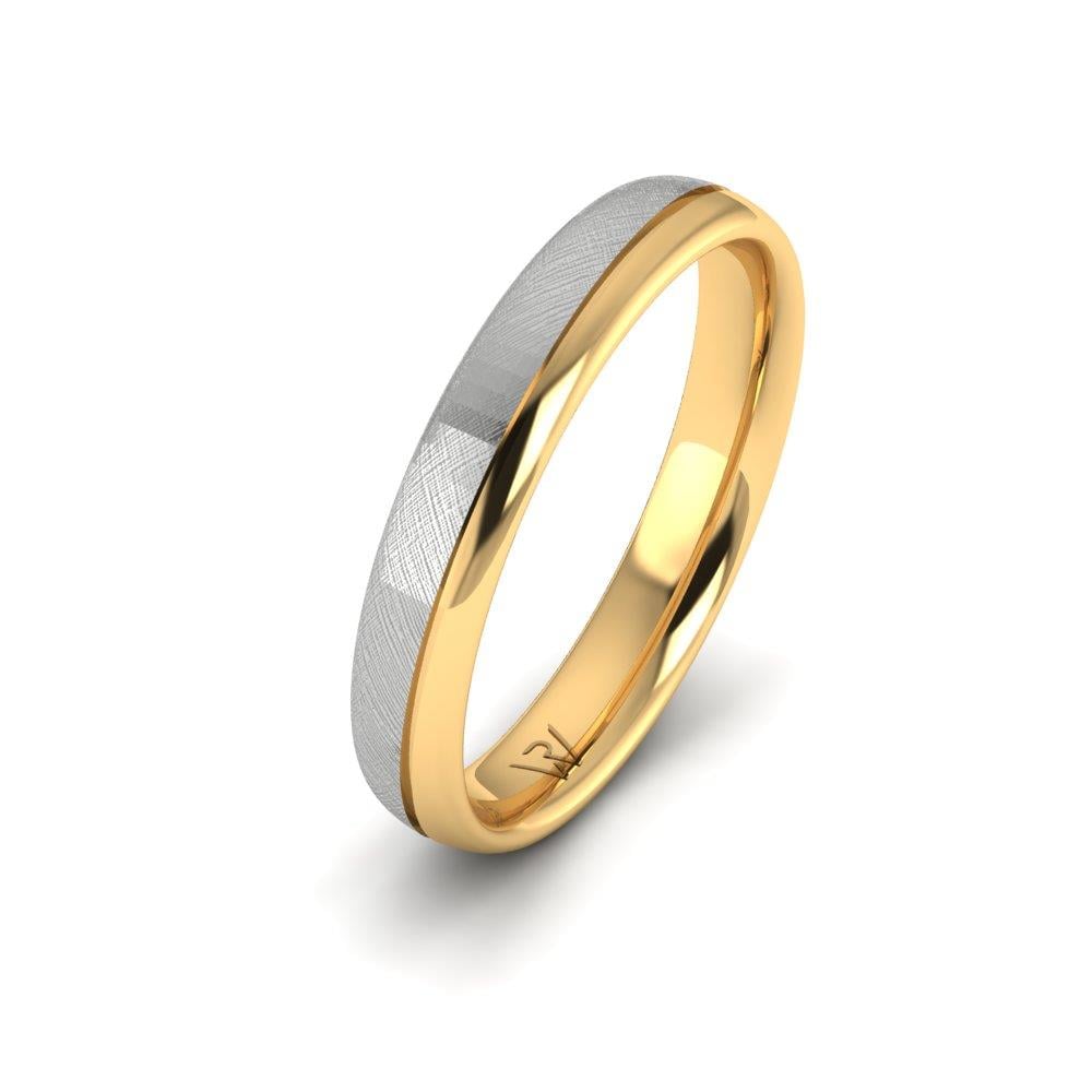Klassische Eheringe für Männer Cherishcarve Gelbgold und Weiß 