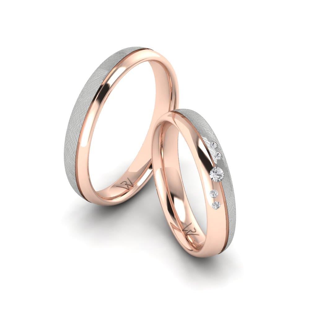 Cherishcarve Eheringe aus Weißgold und Rosenkristall von Dalloz