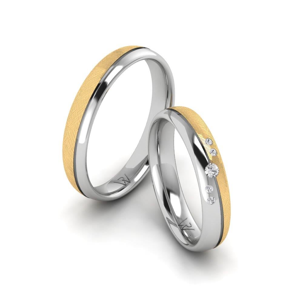 Cherishcarve Eheringe aus Weißgold und gelbem Dalloz-Kristall
