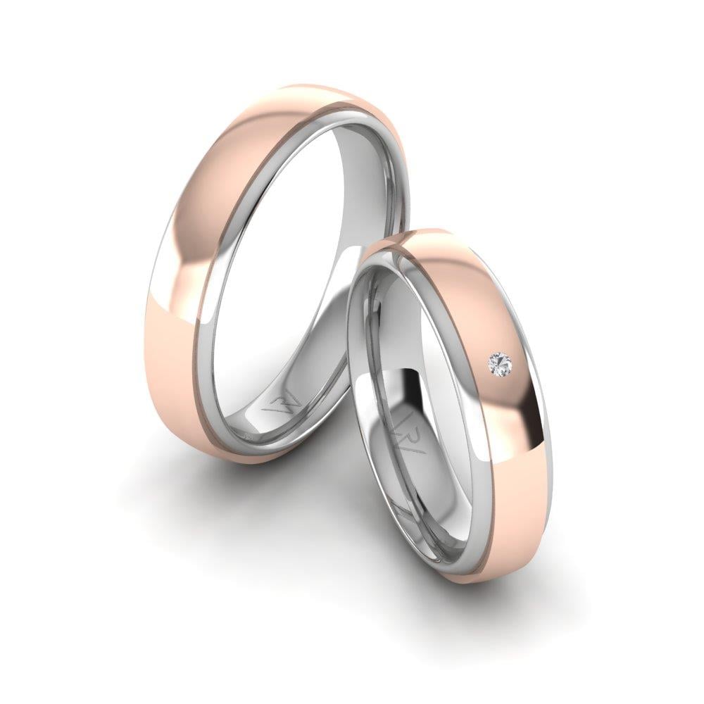 Eheringe mit Steinen EleganceSerene Weißgold und rosa Kristall von Dalloz