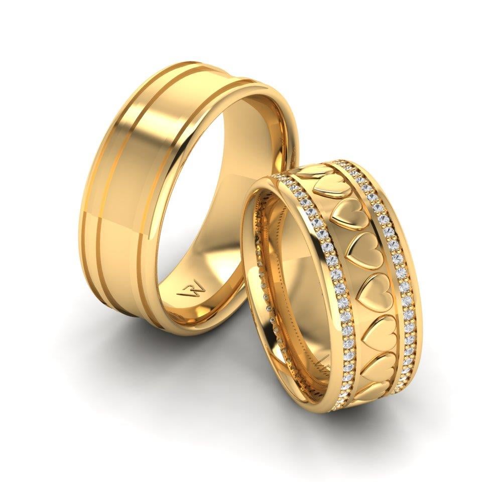 Eheringe mit Steinen Enlovant Gelbgold Dalloz-Kristall