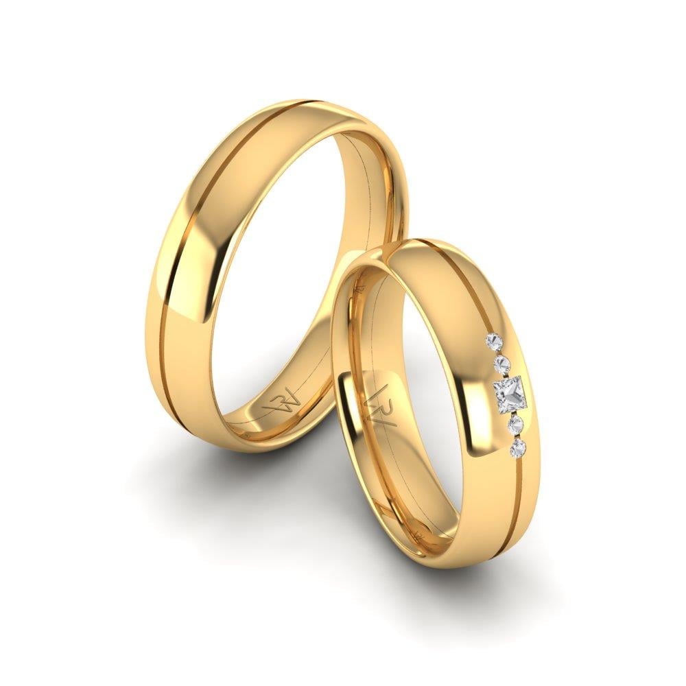 Eheringe mit Steinen EternalTwist Gelbgold Dalloz-Kristall