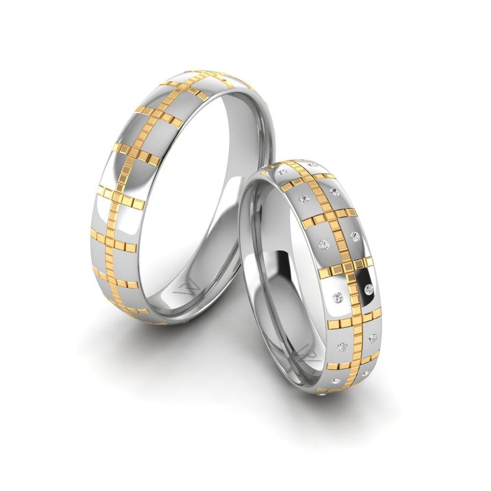 Eheringe mit Steinen Eternify White Gold und Yellow Crystal von Dalloz