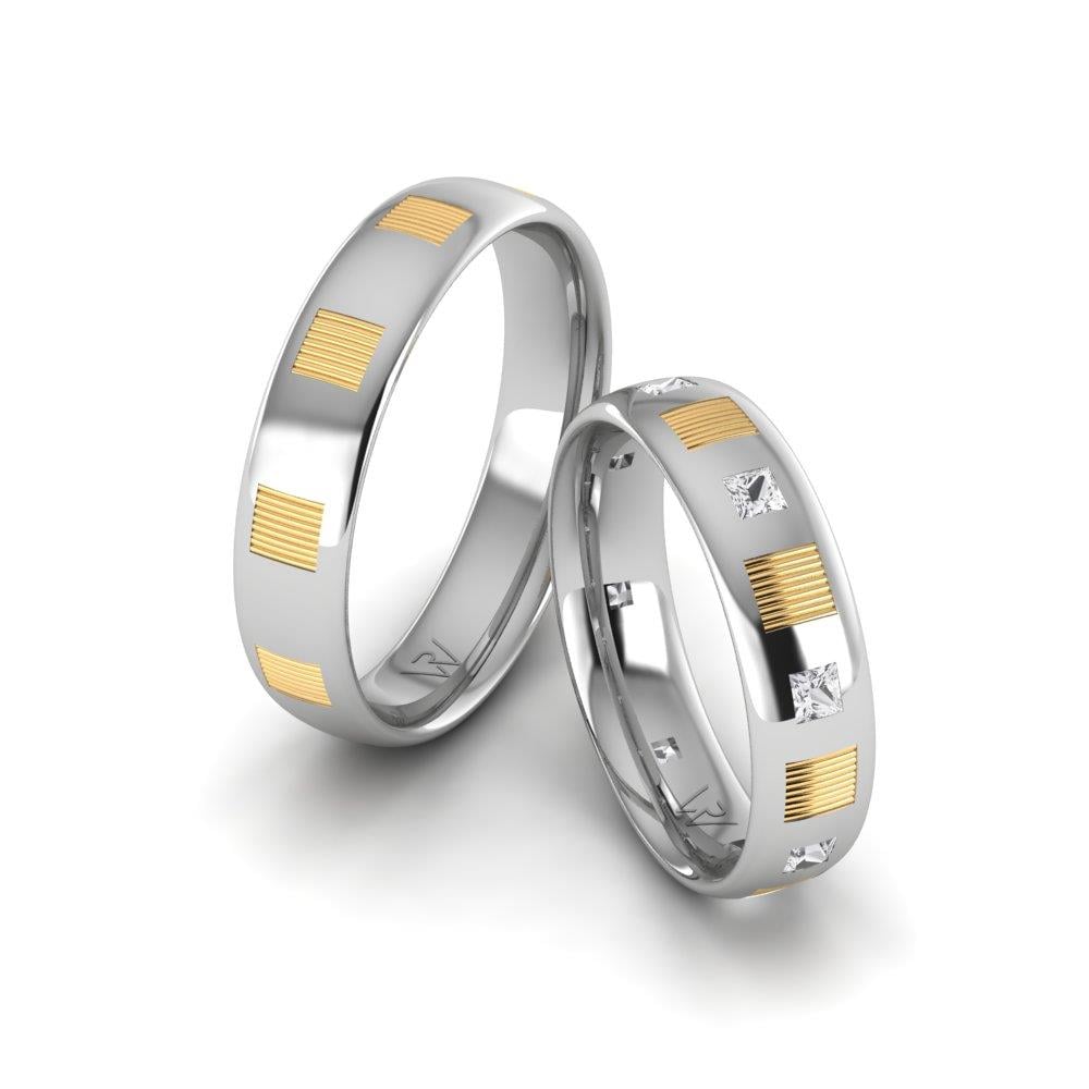 Eheringe mit EverLasting-Steinen aus Weißgold und gelbem Dalloz-Kristall