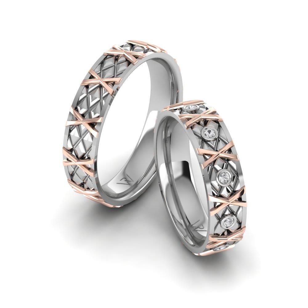 Eheringe mit Steinen Forevera White Gold und Rose Crystal von Dalloz